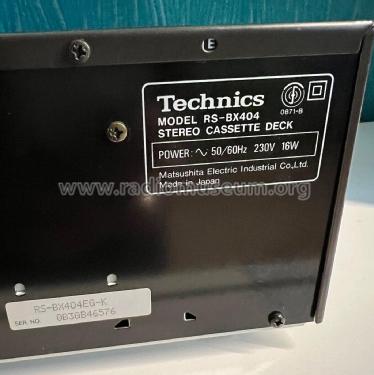 Stereo Cassette Deck RS-BX404; Technics brand (ID = 2852547) R-Player