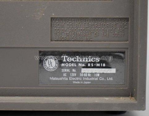 Stereo Cassette Deck RS-M18; Technics brand (ID = 2332184) R-Player