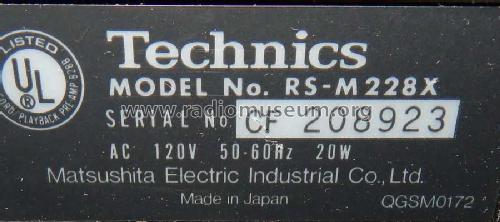 Stereo Cassette Deck RS-M228X; Technics brand (ID = 2490070) R-Player