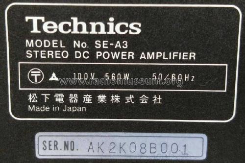 Stereo DC Power Amplifier R&B Series SE-A3; Technics brand (ID = 2423617) Ampl/Mixer