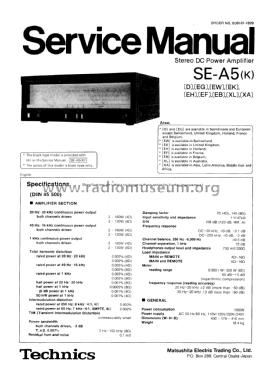 Stereo DC Power Amplifier SE-A5; Technics brand (ID = 1963805) Ampl/Mixer