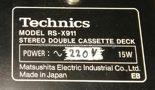 Stereo Double Cassette Deck RS-X911; Technics brand (ID = 2289569) Reg-Riprod