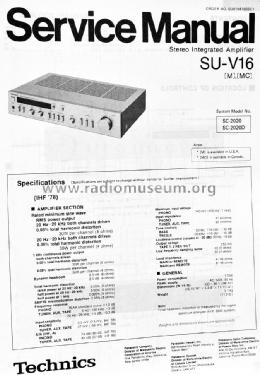 Stereo Integrated Amplifier SU-V16; Technics brand (ID = 1676566) Ampl/Mixer