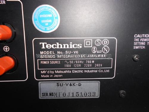 Stereo Integrated DC Amplifier SU-V6; Technics brand (ID = 2337438) Ampl/Mixer