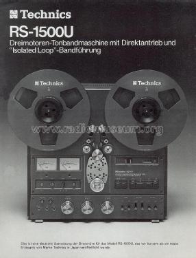 Stereo Tape Deck RS-1500 ; Technics brand (ID = 2808605) Ton-Bild