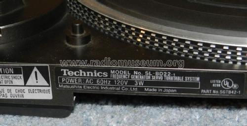 Stereo Turntable SL-BD 22; Technics brand (ID = 2768822) Sonido-V