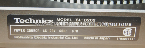 Turntable System SL-D202; Technics brand (ID = 2575565) R-Player