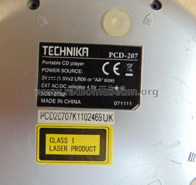 Portable CD Player PCD-207; Technika brand of (ID = 2719248) R-Player