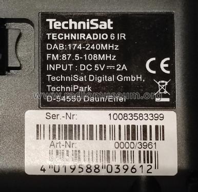 Techniradio 6 IR; TechniSat Digital (ID = 2711020) DIG/SAT