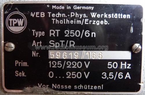 Regeltrafo RT250-6n; Technisch- (ID = 2556404) Equipment