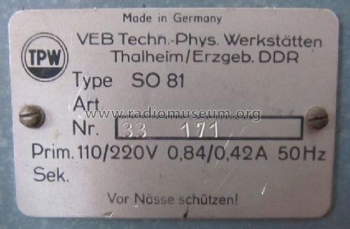 Selektograf SO81; Technisch- (ID = 1439008) Ausrüstung