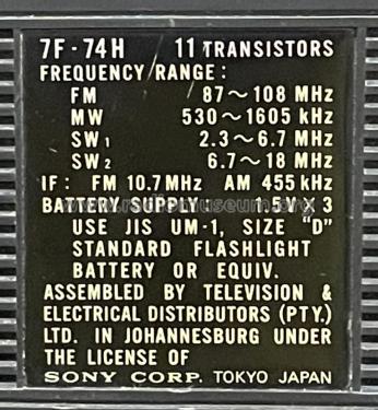 Sony 7F-74H; Tedelex, (ID = 2877360) Radio