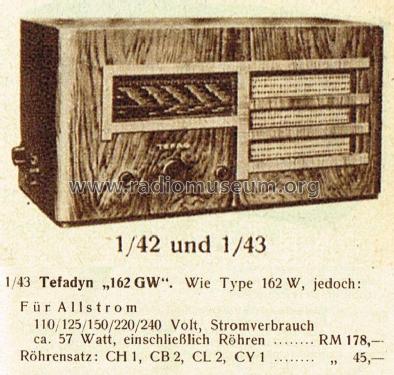 Tefadyn 162GW; Tefag; Telephon (ID = 1730332) Radio