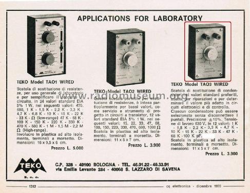 Capacitor Substitution Box TAO 3 Wired; Teko S.p.A.; San (ID = 2795650) Equipment