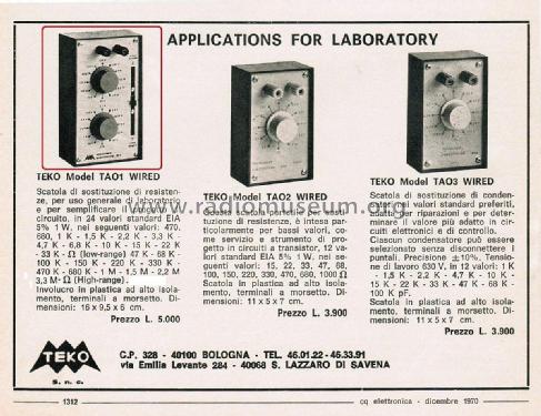Resistance Substitution Box TAO1 Wired; Teko S.p.A.; San (ID = 2795651) Equipment