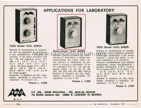 Resistance Substitution Box TAO2 Wired; Teko S.p.A.; San (ID = 2795644) Equipment