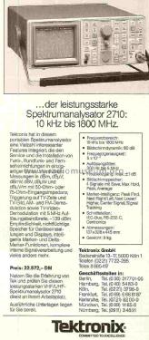 Spektrum-Analysator 2710; Tektronix; Portland, (ID = 1032177) Equipment