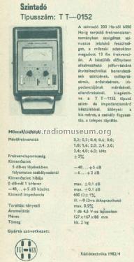 Level Oscillator TT-0152; Telmes Szövetkezet (ID = 770395) Equipment