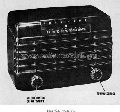 135 Ch= H; Tele-Tone Radio Corp (ID = 629792) Radio