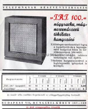 Hangszoro TRT 100; Telefongyar, Terta (ID = 1360304) Speaker-P