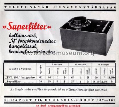 Hullámszürő - Superfilter ; Telefongyar, Terta (ID = 1360307) Diverses