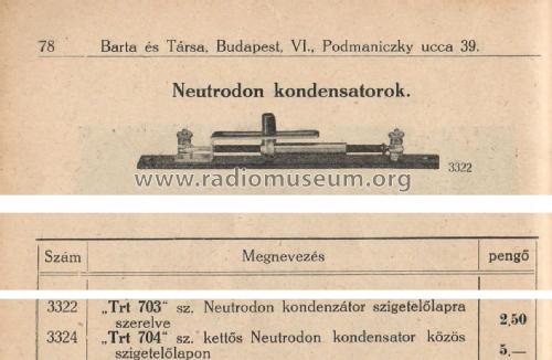 Neutrodon kettős kondenzátor 704; Telefongyar, Terta (ID = 2223059) Kit