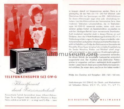 143GW-G ; Telefunken (ID = 536753) Radio