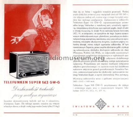 143GW-G ; Telefunken (ID = 536754) Radio