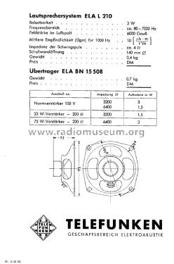 3W Lautsprecher-System ELA L 210; Telefunken (ID = 3054435) Speaker-P