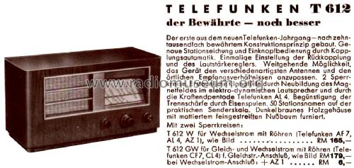 612W ; Telefunken (ID = 2650594) Radio