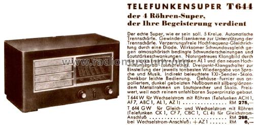 644W ; Telefunken (ID = 2650423) Radio