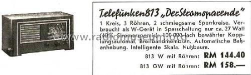 813GW ; Telefunken (ID = 1390662) Radio