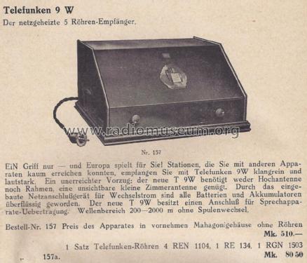 9W ; Telefunken (ID = 1360605) Radio