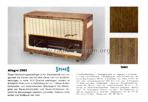 Allegro-Stereo 2082; Telefunken (ID = 1075550) Radio