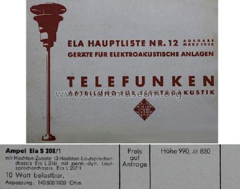 Ampel Ela S 208/1; Telefunken (ID = 1208240) Speaker-P