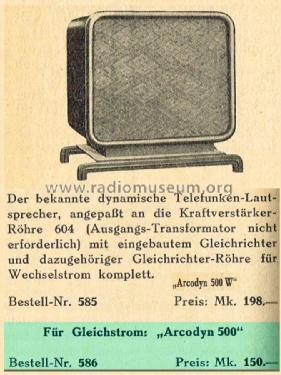 Arcodyn 500G; Telefunken (ID = 1806767) Lautspr.-K