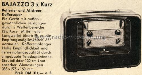 Bajazzo 3x Kurz; Telefunken (ID = 1565769) Radio