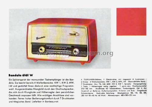 Bandola 6161W; Telefunken (ID = 1076443) Radio