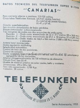 Canarias U1265; Telefunken (ID = 3108564) Radio