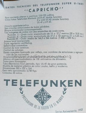 Capricho 1651-U; Telefunken (ID = 3112298) Radio