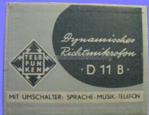 Dynamisches Richtmikrofon D11B; Telefunken (ID = 937198) Microfono/PU