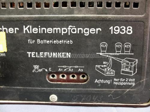 Deutscher Kleinempfänger für Batteriebetrieb DKE38B; Telefunken (ID = 1970862) Radio