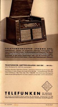 Die 1938er Telefunken Musikgeräte Druckschrift J8/2102G; Telefunken (ID = 3121803) Paper