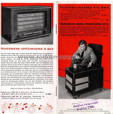 Die 1939er Telefunken Weltempfänger Druckschrift 9/2103; Telefunken (ID = 3121992) Paper