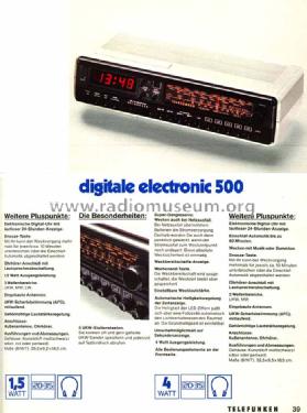 Digitale electronic 500; Telefunken (ID = 1138641) Radio