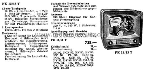 FE13/43T; Telefunken (ID = 2928147) Television