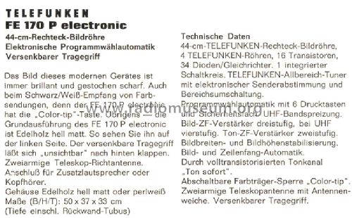 FE170P electronic Ch= 209; Telefunken (ID = 1006708) Television