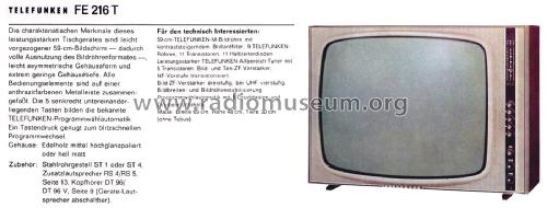 FE216T; Telefunken (ID = 2924100) Television