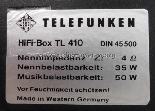 HiFi-Lautsprecherbox TL 410; Telefunken (ID = 2117523) Speaker-P