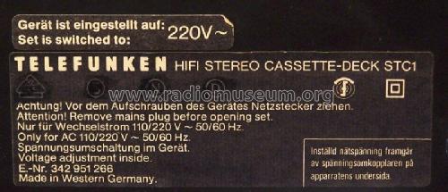 HiFi Stereo Cassette Deck STC1 High Com; Telefunken (ID = 2637658) R-Player